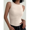 image:imageANRABESS High Neck Ribbed Tank Tops for Women Sleeveless Summer TopsApricot