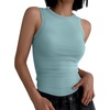image:imageANRABESS High Neck Ribbed Tank Tops for Women Sleeveless Summer TopsCadet Blue