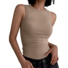 image:imageANRABESS High Neck Ribbed Tank Tops for Women Sleeveless Summer TopsLight Coffee