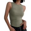 image:imageANRABESS High Neck Ribbed Tank Tops for Women Sleeveless Summer TopsOlive