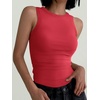 image:imageANRABESS High Neck Ribbed Tank Tops for Women Sleeveless Summer TopsRed