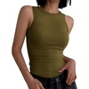image:imageANRABESS High Neck Ribbed Tank Tops for Women Sleeveless Summer TopsYellow Army Green