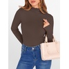 image:imageANRABESS Long Sleeve Shirts for Women Mock Neck TopsCoffee