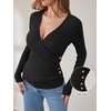 image:imageANRABESS Long Sleeve Shirts for Women V Neck Slim Fit Fall TopsBlack