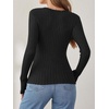 image:imageANRABESS Long Sleeve Shirts for Women V Neck Slim Fit Fall TopsBlack