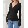 image:imageANRABESS Long Sleeve Shirts for Women V Neck Slim Fit Fall TopsBlack