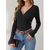 image:imageANRABESS Long Sleeve Shirts for Women V Neck Slim Fit Fall TopsBlack