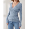 image:imageANRABESS Long Sleeve Shirts for Women V Neck Slim Fit Fall TopsBlue