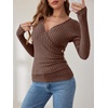 image:imageANRABESS Long Sleeve Shirts for Women V Neck Slim Fit Fall TopsBrown