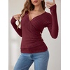 image:imageANRABESS Long Sleeve Shirts for Women V Neck Slim Fit Fall TopsBurgundy