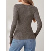 image:imageANRABESS Long Sleeve Shirts for Women V Neck Slim Fit Fall TopsCool Ash Brown