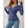 image:imageANRABESS Long Sleeve Shirts for Women V Neck Slim Fit Fall TopsDark Blue