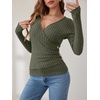 image:imageANRABESS Long Sleeve Shirts for Women V Neck Slim Fit Fall TopsDeep Green