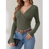 image:imageANRABESS Long Sleeve Shirts for Women V Neck Slim Fit Fall TopsDeep Green