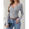 image:imageANRABESS Long Sleeve Shirts for Women V Neck Slim Fit Fall TopsGrey