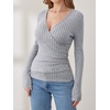 image:imageANRABESS Long Sleeve Shirts for Women V Neck Slim Fit Fall TopsGrey