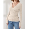 image:imageANRABESS Long Sleeve Shirts for Women V Neck Slim Fit Fall TopsLight Khaki