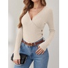 image:imageANRABESS Long Sleeve Shirts for Women V Neck Slim Fit Fall TopsLight Khaki