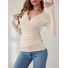 image:imageANRABESS Long Sleeve Shirts for Women V Neck Slim Fit Fall TopsLight Khaki