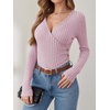 image:imageANRABESS Long Sleeve Shirts for Women V Neck Slim Fit Fall TopsPink