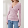 image:imageANRABESS Long Sleeve Shirts for Women V Neck Slim Fit Fall TopsPink
