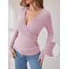 image:imageANRABESS Long Sleeve Shirts for Women V Neck Slim Fit Fall TopsPink