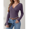image:imageANRABESS Long Sleeve Shirts for Women V Neck Slim Fit Fall TopsPurple