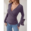 image:imageANRABESS Long Sleeve Shirts for Women V Neck Slim Fit Fall TopsPurple