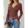 image:imageANRABESS Long Sleeve Shirts for Women V Neck Slim Fit Fall TopsRust Orange