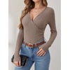 image:imageANRABESS Long Sleeve Shirts for Women V Neck Slim Fit Fall TopsTan