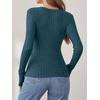 image:imageANRABESS Long Sleeve Shirts for Women V Neck Slim Fit Fall TopsTeal