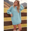 image:imageANRABESS Sweater Dress for Women Oversized Cable Knit Fall Long SleeveBlue