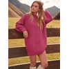 image:imageANRABESS Sweater Dress for Women Oversized Cable Knit Fall Long SleeveCherry