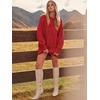 image:imageANRABESS Sweater Dress for Women Oversized Cable Knit Fall Long SleeveRed
