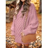 image:imageANRABESS Sweater Dress for Women Oversized Cable Knit Fall Long SleeveRed Pink