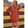 image:imageANRABESS Sweater Dress for Women Oversized Cable Knit Fall Long SleeveRust Orange