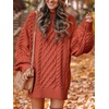 image:imageANRABESS Sweater Dress for Women Oversized Cable Knit Fall Long SleeveRust Orange