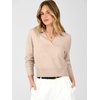 image:imageANRABESS Sweaters for Women Cropped Polo Collared Long SleeveAlmond