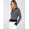 image:imageANRABESS Sweaters for Women Cropped Polo Collared Long SleeveNavy White Stripe