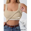 image:imageANRABESS Tank Top for Women Built in Bra Summer Scoop Neck Sleeveless ShirtAlmond