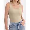 image:imageANRABESS Tank Top for Women Built in Bra Summer Scoop Neck Sleeveless ShirtAlmond