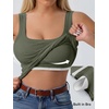 image:imageANRABESS Tank Top for Women Built in Bra Summer Scoop Neck Sleeveless ShirtArmy Green