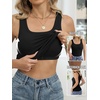 image:imageANRABESS Tank Top for Women Built in Bra Summer Scoop Neck Sleeveless ShirtBlack