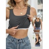 image:imageANRABESS Tank Top for Women Built in Bra Summer Scoop Neck Sleeveless ShirtCharcoal