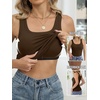 image:imageANRABESS Tank Top for Women Built in Bra Summer Scoop Neck Sleeveless ShirtCoffee