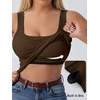 image:imageANRABESS Tank Top for Women Built in Bra Summer Scoop Neck Sleeveless ShirtCoffee