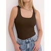 image:imageANRABESS Tank Top for Women Built in Bra Summer Scoop Neck Sleeveless ShirtCoffee