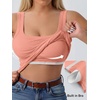 image:imageANRABESS Tank Top for Women Built in Bra Summer Scoop Neck Sleeveless ShirtCoral