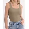 image:imageANRABESS Tank Top for Women Built in Bra Summer Scoop Neck Sleeveless ShirtKhaki