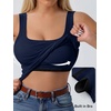 image:imageANRABESS Tank Top for Women Built in Bra Summer Scoop Neck Sleeveless ShirtNavy Blue